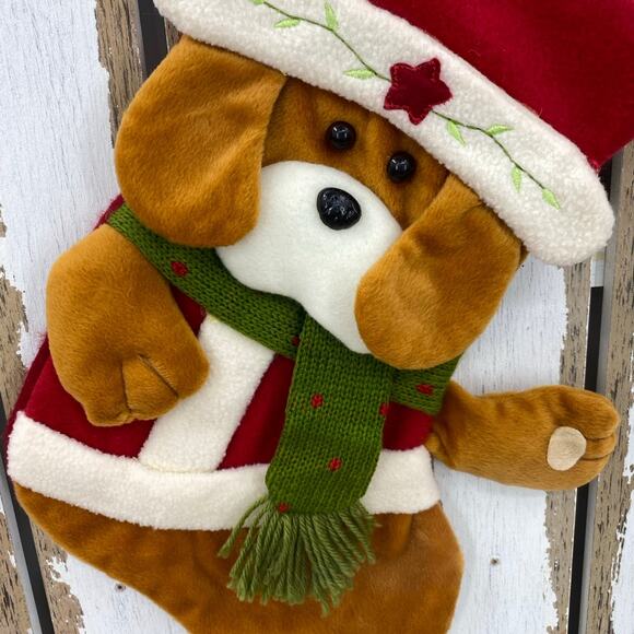 Puppy Dog Santa Christmas Stocking Felt/Plush 13” Dog Lovers - Picture 2 of 3